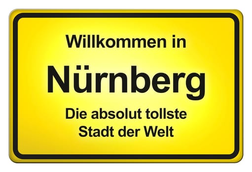 A yellow entrance sign with friendly welcome - Welcome