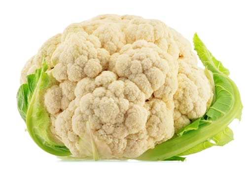 Fresh organic cauliflower isolated on white background