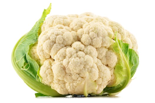 Fresh organic cauliflower isolated on white background