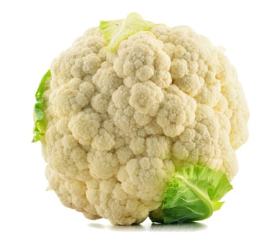 Fresh organic cauliflower isolated on white background