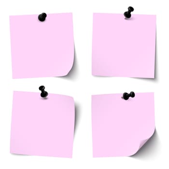 colored sticky papers with black pin needle