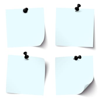 colored sticky papers with black pin needle