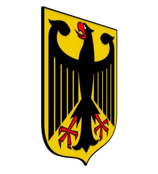 Coat of arms of Germany, black eagle on a yellow field, 3d render