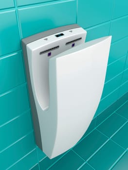 Vertical hand dryer in public WC