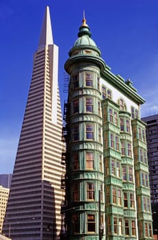 Transamerica Building and Columbus Tower in San Francisco