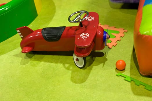 Plastic toys indoors at preschool Kindergarten colorful toys area