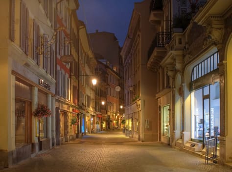 Street in Vevey by night, Switzerland (HDR)