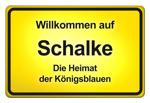 A yellow entrance sign with friendly welcome - Welcome