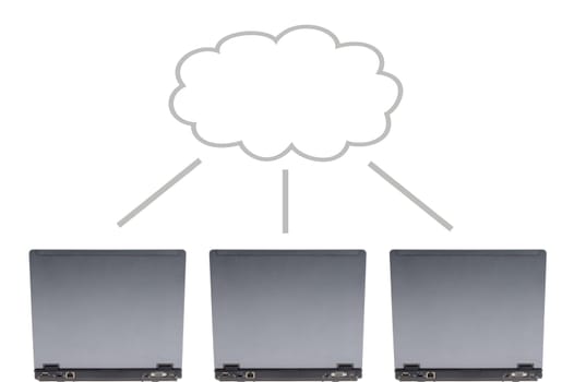 A conceptual image of computer cloud storage