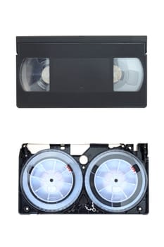 A close up shot of a video cassette