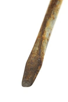 A close up shot of a wooden screw