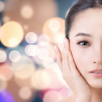 Asian beauty face, concept of glamour, makeup, healthcare etc.