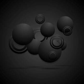 Black concept abstract background. Vector circles eps 10