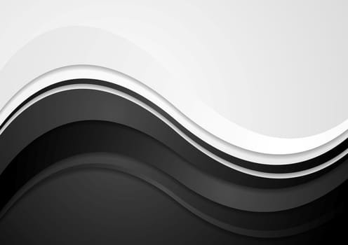 Abstract black waves vector background