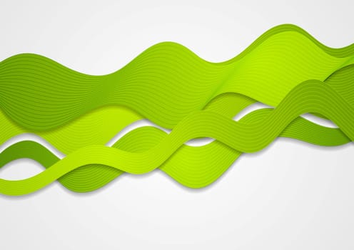 Bright green waves vector background
