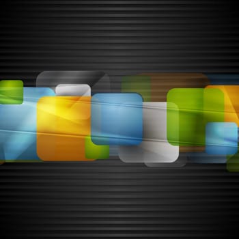 Bright squares on the dark striped background. Vector eps 10