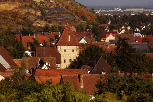 the Village of Turckheim in the province of Alsace in France in Europe