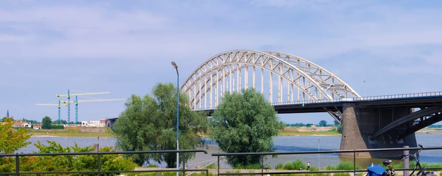 the Waal bridge crossing the Waal river at Nijmegen, netherlands