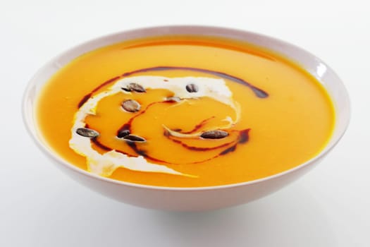 Creamy butternut or pumpkin soup for a tasty autumn appetizer for a Thanksgiving meal