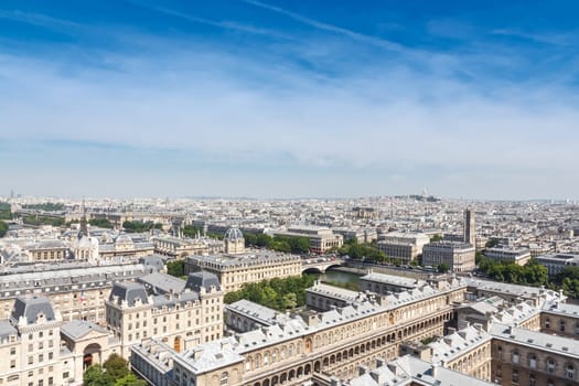 view of Paris from the Notre Dame Cathedral, France