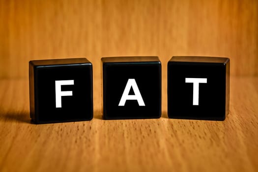 Fat text on black block, health concept