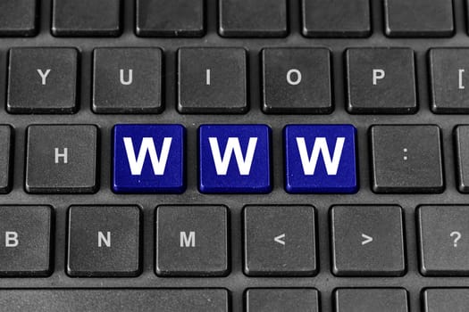 www or world wide web blue word on keyboard