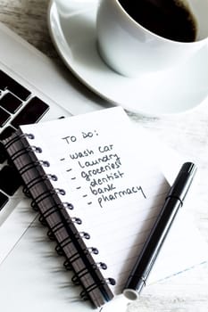 To do list meanwhile having a coffee.