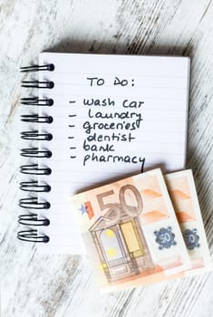 To do list ready for go shooping.