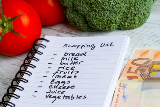 Preparing the shopping list before going to buy the groceries..