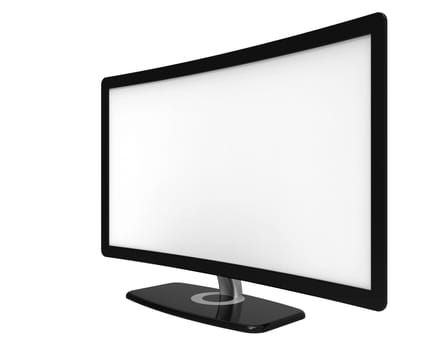 Curved tv screen, isolated on white background