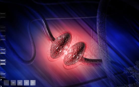 Digital illustration of synapse in colour background