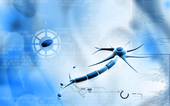 Digital illustration of neuron in colour background