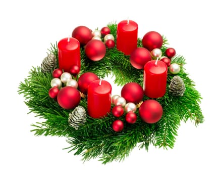 Advent wreath with fresh colours on a pure white background