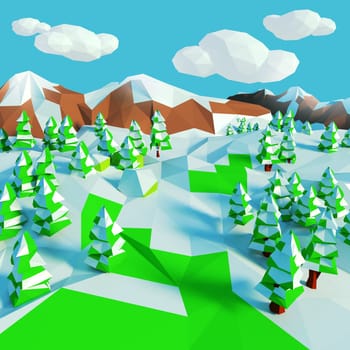 Small snowy landscape with fir trees