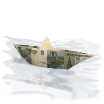 Paper boats with 10 rubles