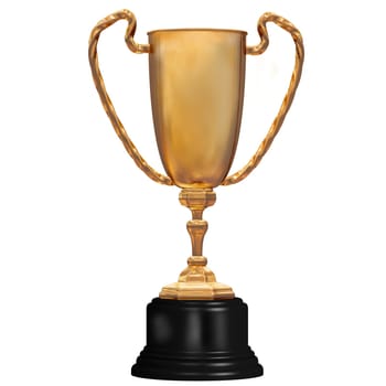Illustration of a highly polished gold trophy coming first.