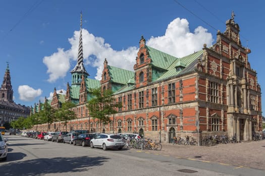 Sunny side of the stock exchange building in Copenhagen's centre