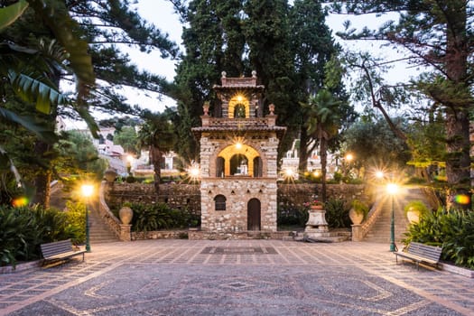 Old building in Taormina city garden