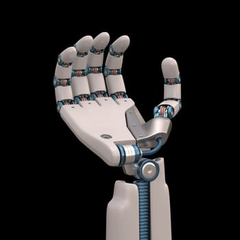 Robotic hand shaped and measures that mimic the human skeleton. Clipping path included.