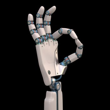 Robotic hand shaped and measures that mimic the human skeleton. Clipping path included.