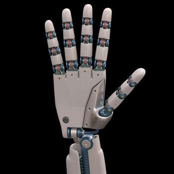 Robotic hand shaped and measures that mimic the human skeleton. Clipping path included.