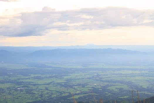 beautiful green mountains and forest on top veiw