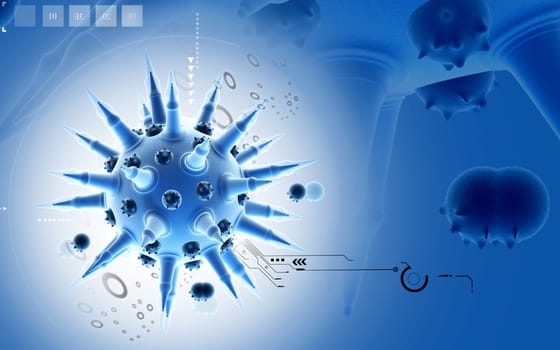Digital illustration of Flu virus in colour background