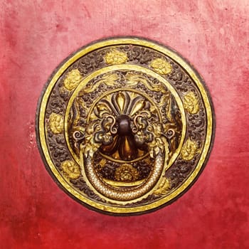 Tibetan door knocker in Bodhnath, Kathmandu