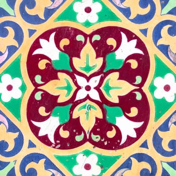 Ceramic tile closeup, floral pattern