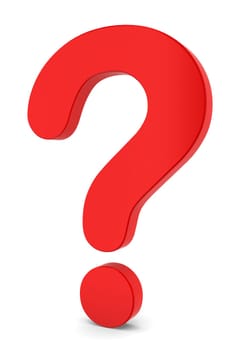 Red question sign. 3d illustration on white background