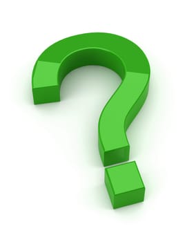 green question sign - 3d render on white