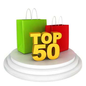 Top shopping brands. 3d illustration on white background