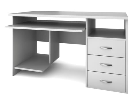 Computer table. 3d illustration on white background