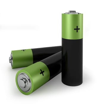 three batteries  - 3d render on white